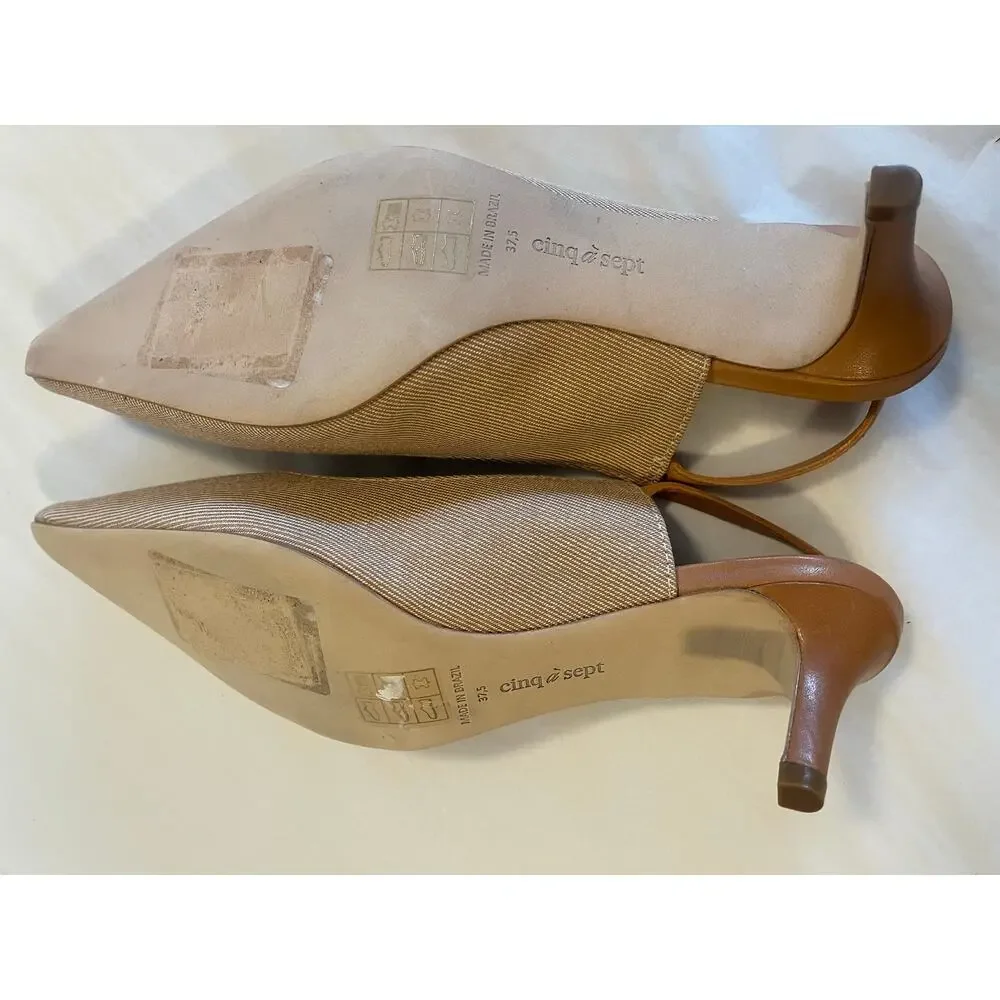 CINQ A SEPT Slyvie Denim Slingback Pumps
